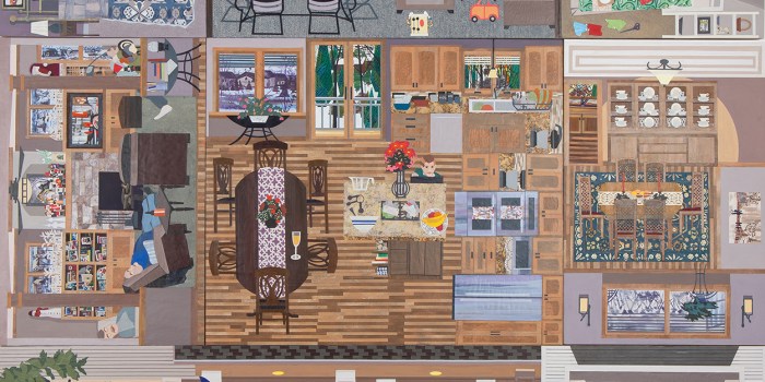 Ann Toebbe, Friend: Susan, 2019, gouache, paper collage, flocking and pencil on paper, 48 x 60 inches (121.9 x 152.4 cm)