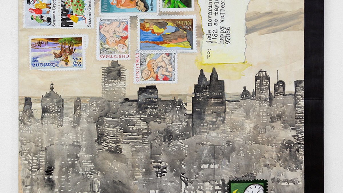 Mitsuko Brooks, "M.A.P. to Jade Novarino", 2023, Acrylic on canvas, 66 x 46 inches.