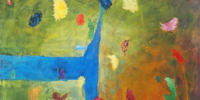 "Requiem (To Ei-Q),” 1960, oil on canvas, 68 x 52 inches, 172.7 x 132 cm, Courtesy of the Estate of Jonas Mekas and Microscope Gallery