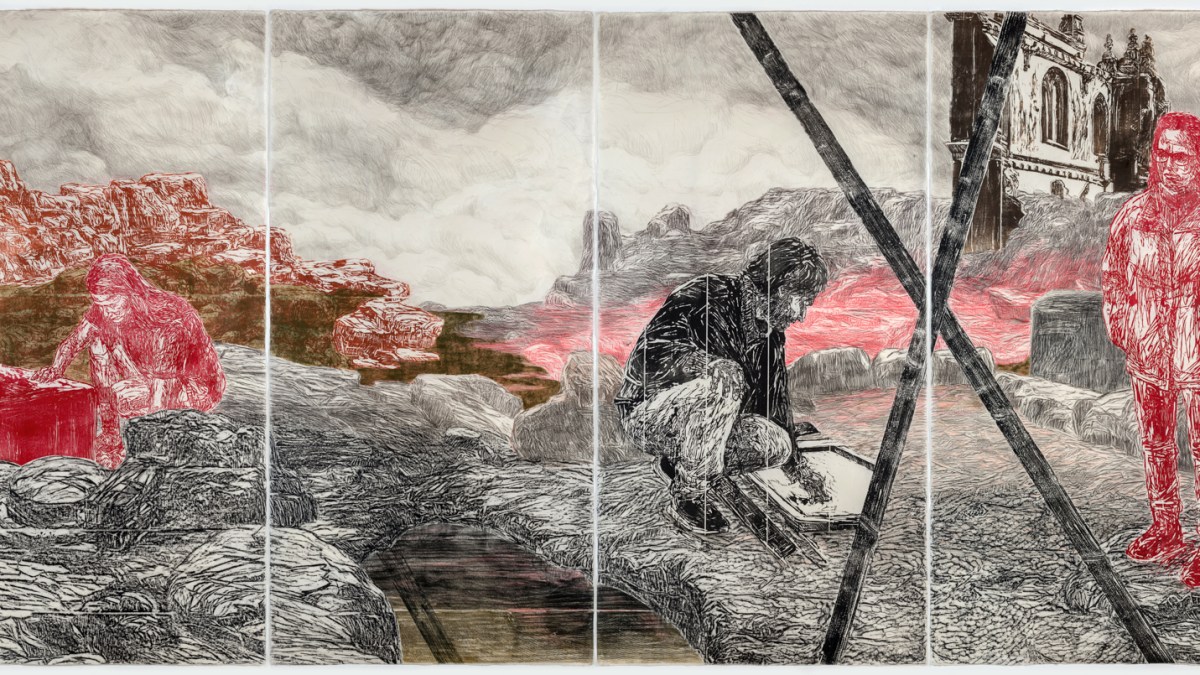 Orit Hofshi (Israeli, b. 1959)
Nebulous, 2022
Hand Printed Woodcut, Rubbing and Color Pencil Drawing on Handmade Kozo & Abaca Paper
Each Element: 80 3/4" x 40 1/4" (205 x 102 cm)
Overall: 80 3/4" x 161" (205 x 409 cm)
Unique
(OHof.24265)