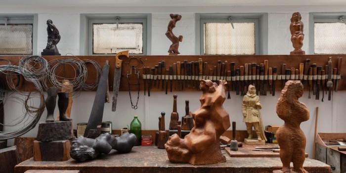 Detail of Chaim Gross's workbench in the studio at 526 LaGuardia Place. Photo by Elizabeth Felicella, 2018.