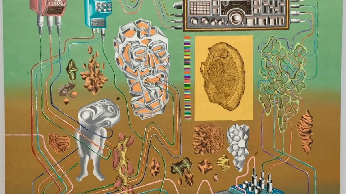 Cisco Jiménez, Interconexiones orgánicas y tecnológicas, 2022, Acrylic on canvas, 59.1 x 51.2 in, 150 x 130 cm