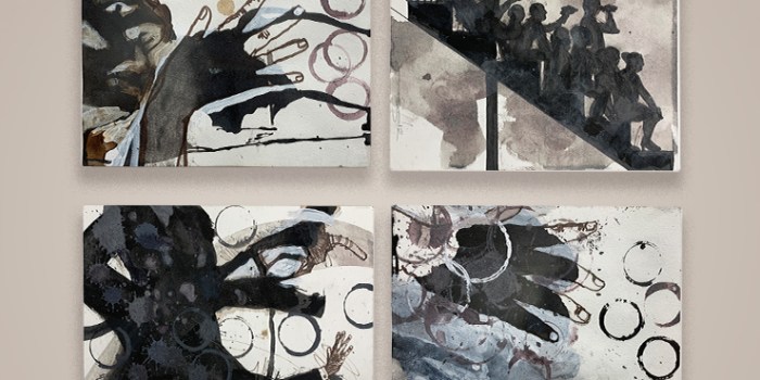 Christopher Cozier, "Moments of Exchange Studies" works, 2012, 6 x 8 in ea, Ink on paper