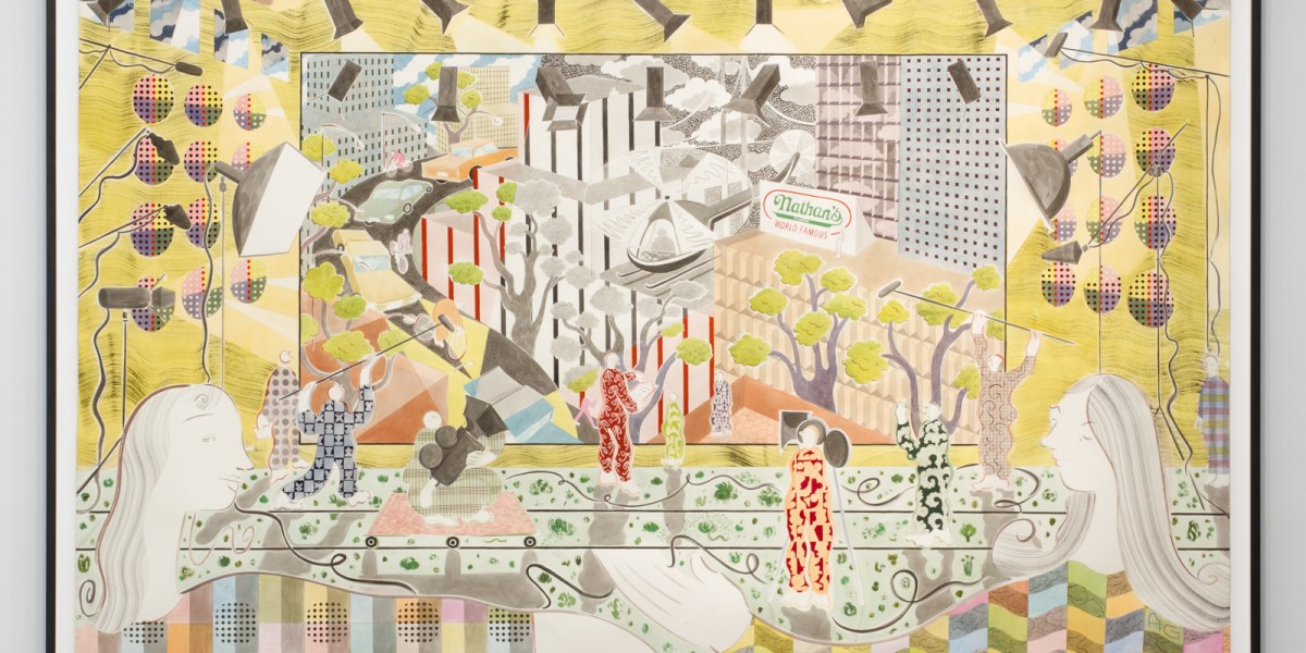 Limelight, 2024, Gouache, Watercolor, and Ink on Paper, 60 1/4" x 88 7/8" (153 x 225.5 cm), Framed: 64 5/8" x 93 5/16" (164 x 237 cm)