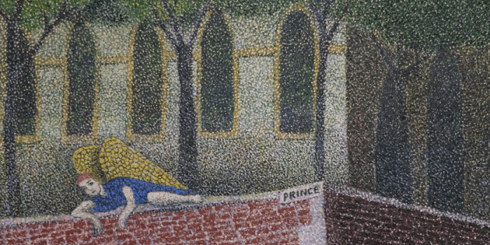 ROBERT KOBAYASHI, Prince Street, 1979-82, oil on canvas, 23 1/2 x 23 1/2 x 4 in.