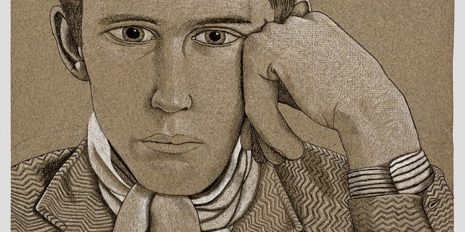 
Lucian Freud, Portrait of a Young Man, 1944 (black crayon & white chalk on paper), (detail). Private Collection. © The Lucian Freud Archive. All Rights Reserved 2025 / Bridgeman Images.