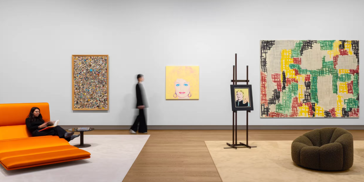 Mike Kelley, Memory Ware Flat #12, 2001 © Mike Kelley Foundation for the Arts. All Rights Reserved / 2026, ProLitteris, Zurich; Andy Warhol, Dolly Parton, 1985 © 2026 The Andy Warhol Foundation for the Visual Arts, Inc. / 2026, Licensed by ProLitteris, Zurich; Andy Warhol, Self-Portrait with Skull, Early 1978 © 2026 The Andy Warhol Foundation for the Visual Arts, Inc. / 2026, Licensed by ProLitteris, Zurich; Günther Förg, Untitled, 2003 © Günther Förg Estate, Suisse / 2026, ProLitteris, Zurich