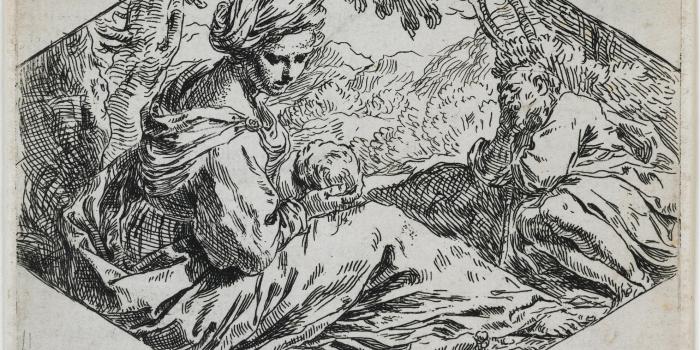 Simone Cantarini, The Rest on the Flight into Egypt, early 1640s, etching, The Herschel V. Jones Fund, by exchange. P.72.49