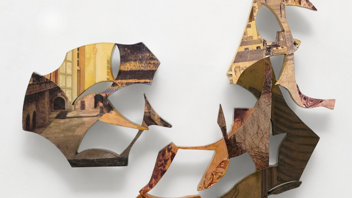 Rochelle Voyles, Shadowed Passage, 2026, Mixed Media; Collage, paper, and wood, 15" x14"