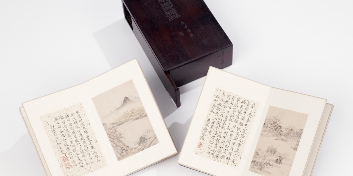 Fang Shishu, Chinese, 1692–1751. Qing dynasty (1644–1911). Double Album of Miniature Landscape Paintings, 1723. Ink and color on paper. The Ruth Ann Dayton Chinese Room Endowment Fund. 2009.56.2.1-3
