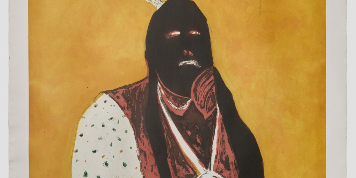 FRITZ SCHOLDER | Indian Portrait in Roma, 1978. Etching and aquatint, 62 x 43 in (157 x 109 cm). Photo by Marylene Mey © Estate of the Artist