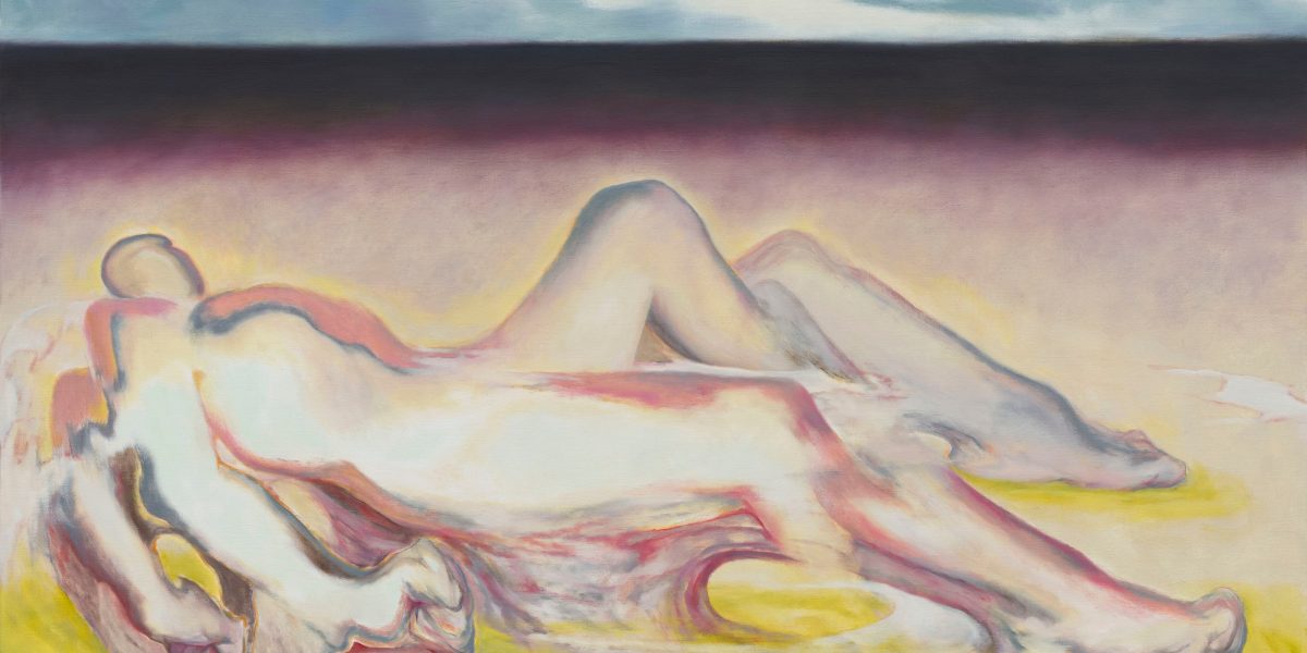 Firenze Lai: 'Slow Sand', 2025. Oil on canvas. 50 3/8 x 66 15/16 in. | (128 x 170 cm). © Firenze Lai. Photo © White Cube (Theo Christelis 
