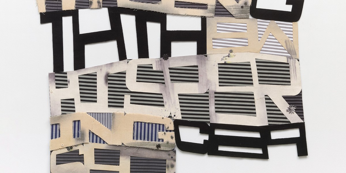 Linda Herritt, Whispering, 2025, fabric collage, 48 x 60 inches